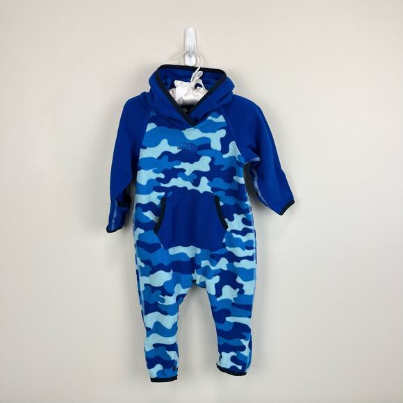 The North Face Glacier Fleece Bunting Blue Camo 3-6 Months - Picture 1 of 10